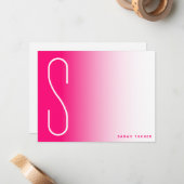 Moderne dünne Monogramm Hot Pink Fade Beruflich Mitteilungskarte (Vorderseite/Rückseite Beispiel)