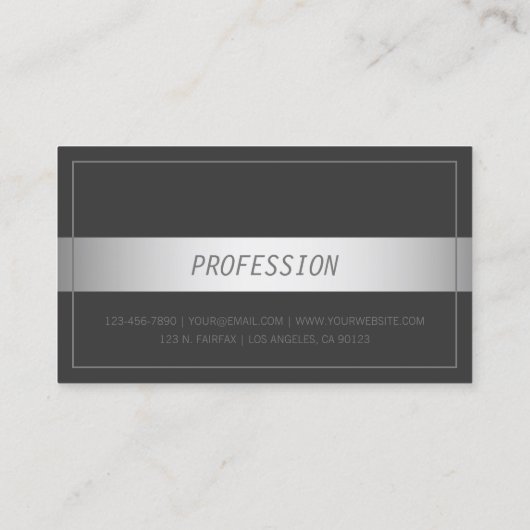Moderne dünne Rahmen-Imitate Silberband | Dunkelgr Visitenkarte (Rückseite)