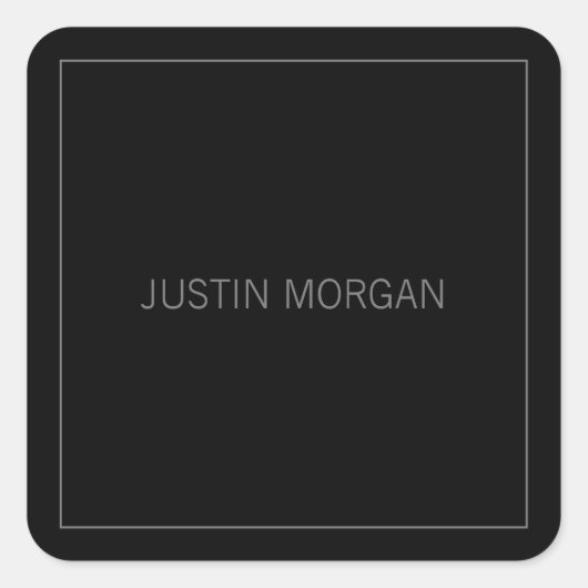 Moderne dünne Rahmen und Ihr Name | Dunkelgrau & g Quadratischer Aufkleber (Vorderseite)
