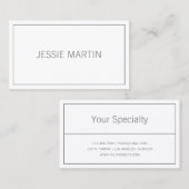 Moderne dünne Rahmen und Ihr Name | Weiß & Grau Visitenkarte (Vorne/Hinten)