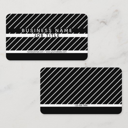 Moderne dünne Streifen Minimalistisch Schwarz & We Visitenkarte (Vorne/Hinten)