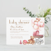 Moderne Duschkabine Party Cradle Girl Babydusche Einladung (Stehend Vorderseite)