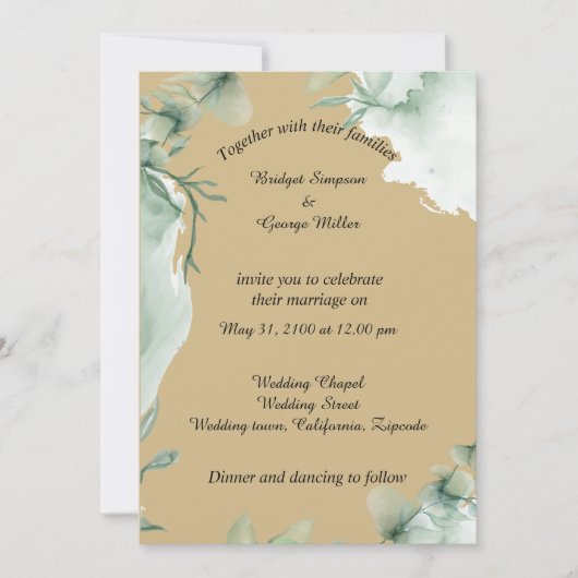 Moderne dusky beige periwinkle Wedding Einladung (Vorderseite)