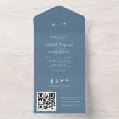 Moderne dusky Blue Ampersand & QR Code UAWG Weddin All In One Einladung (Innen Boden)