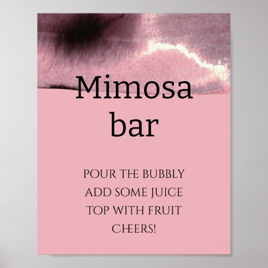 Moderne, düstere Rose und schwarze Mimosa Bar Poster (Vorne)