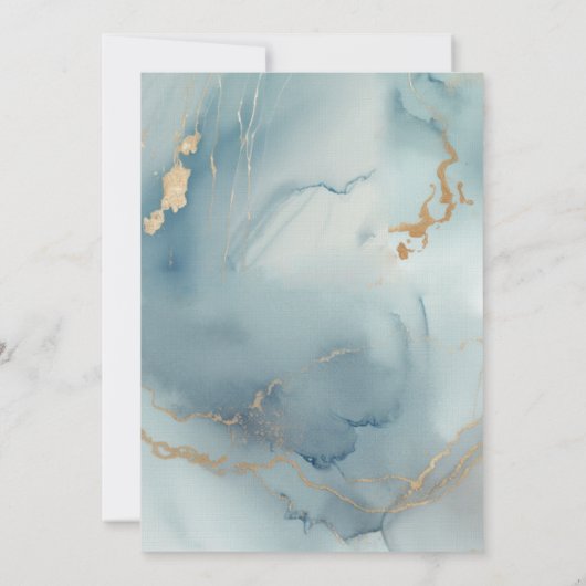 Moderne Dusty Blue Aquamarin Elegant Frame Beach W Einladung (Rückseite)