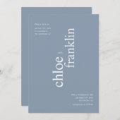 Moderne dusty Blue Bold Typografy Wedding Einladung (Vorne/Hinten)