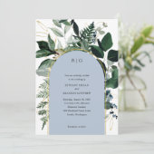 Moderne dusty Blue Botanischer Garten trendige Hoc Einladung (Stehend Vorderseite)