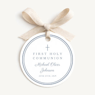 Moderne Dusty Blue Dankeschön Junge Erstkommunion Geschenkanhänger