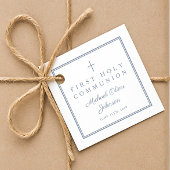 Moderne Dusty Blue Dankeschön Jungen Erstkommunion Geschenkanhänger