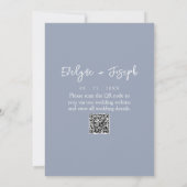 Moderne Dusty Blue Elegant Boho QR Code Wedding Einladung (Rückseite)