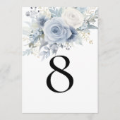 Moderne Dusty Blue Florals Tischnummer (Vorderseite)