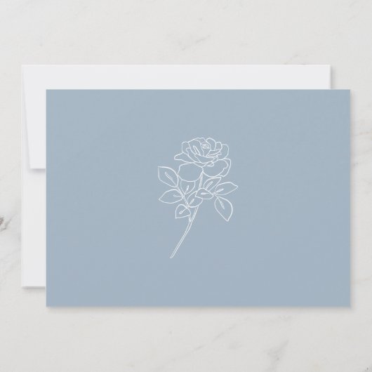 Moderne Dusty Blue French Rose Hochzeit Save The Date (Rückseite)