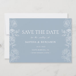 Moderne Dusty Blue French Rose Hochzeit Save The Date