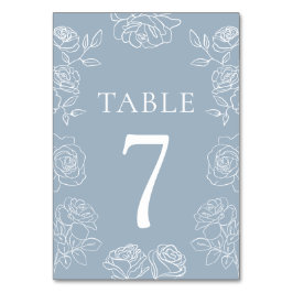 Moderne Dusty Blue French Rose Hochzeit Tischnummer