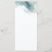 Moderne Dusty Blue Gold Summer Beach Hochzeit Menükarte (Rückseite)