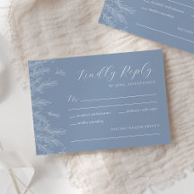 Moderne Dusty Blue Minimal Blätter Hochzeit