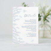 Moderne Dusty Blue Minimal Blätter Hochzeiten Deta Begleitkarte (Stehend Vorderseite)