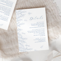 Moderne Dusty Blue Minimal Blätter Hochzeiten Deta