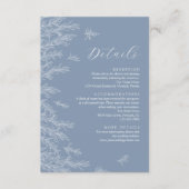 Moderne Dusty Blue Minimal Blätter Hochzeiten Deta Begleitkarte (Vorderseite)