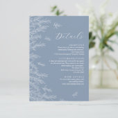 Moderne Dusty Blue Minimal Blätter Hochzeiten Deta Begleitkarte (Stehend Vorderseite)