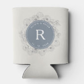 Moderne dusty Blue Monogram Wedding Dosenkühler (Rückseite)