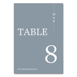 Moderne dusty Blue Monogram Wedding Tischnummer
