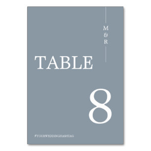 Moderne dusty Blue Monogram Wedding Tischnummer