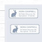Moderne Dusty Blue Rabbit Gingham Rücksendeadresse