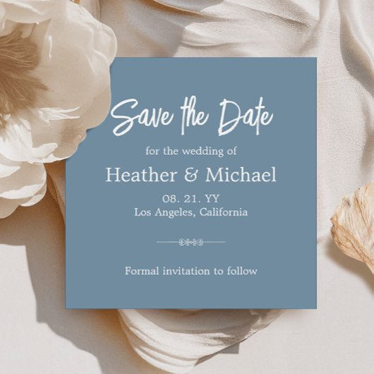 Moderne Dusty Blue Save the Date QR Wedding Einladung
