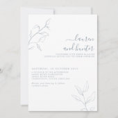 Moderne dusty Blue Script Botanical Foto Wedding Einladung (Vorderseite)