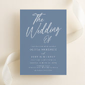 Moderne dusty Blue Script Wedding Einladung