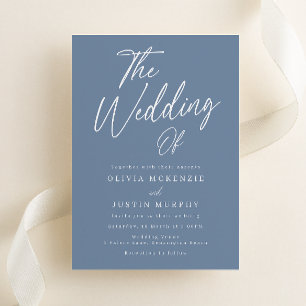 Moderne dusty Blue Script Wedding Einladung