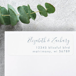 Moderne Dusty Blue Script Wedding Rücksendeadresse