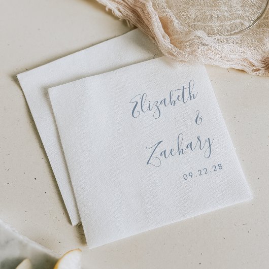 Moderne dusty Blue Script Wedding Serviette