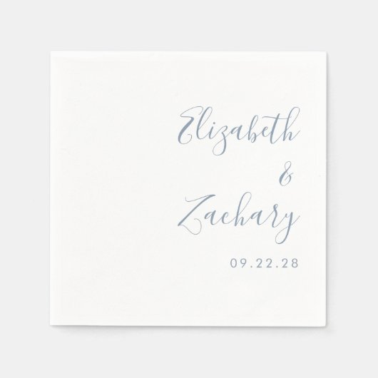 Moderne dusty Blue Script Wedding Serviette (Vorderseite)