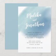 Moderne Dusty Blue Watercolor Ombre Wedding