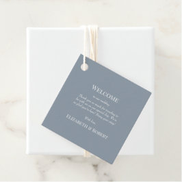 Moderne Dusty Blue Wedding Begrüßungsmarke Geschenkanhänger