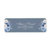 Moderne Dusty Blue Wildblumen Hochzeitsadresse (Vorne)