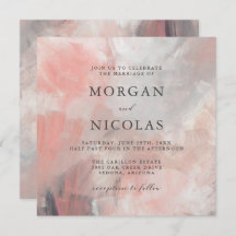 Moderne Dusty Coral Abstrakt Brush Strokes Wedding