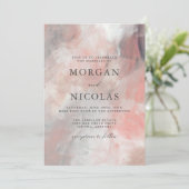 Moderne Dusty Coral Abstrakt Brush Strokes Wedding Einladung (Stehend Vorderseite)