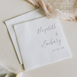 Moderne Dusty Lavender Script Wedding Serviette