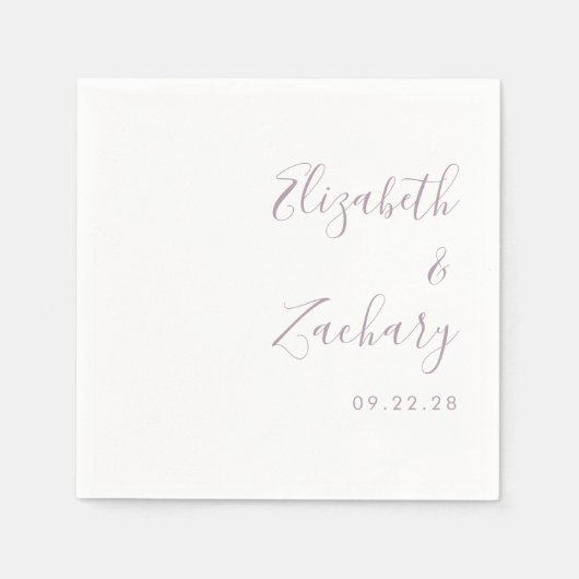 Moderne Dusty Lavender Script Wedding Serviette (Vorderseite)