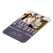 Moderne Dusty Lila Save the Date 2 Foto Hochzeit Magnet (Linke Seite)