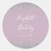 Moderne Dusty Lilac Silver Glitzer Edge Wedding Runder Aufkleber (Vorderseite)