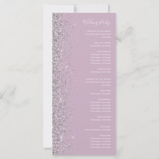Moderne Dusty Lilac Silver Glitzer Wedding (Rückseite)