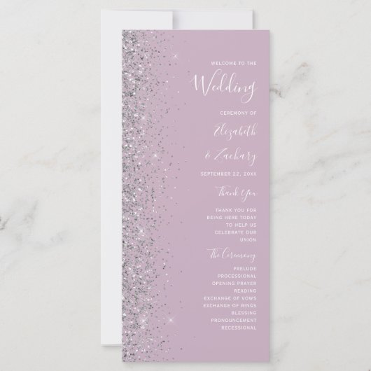 Moderne Dusty Lilac Silver Glitzer Wedding (Vorderseite)