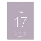 Moderne Dusty Lilac Wedding Tischnummer Card (Rückseite)