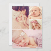 Moderne Dusty Rose Baby Girl Foto Collage Geburt Ankündigung (Rückseite)