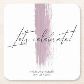 Moderne Dusty Rose Brush Stroke Wedding Party Rechteckiger Pappuntersetzer (Vorderseite)